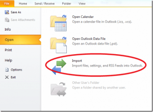 Import Microsoft Outlook 2010