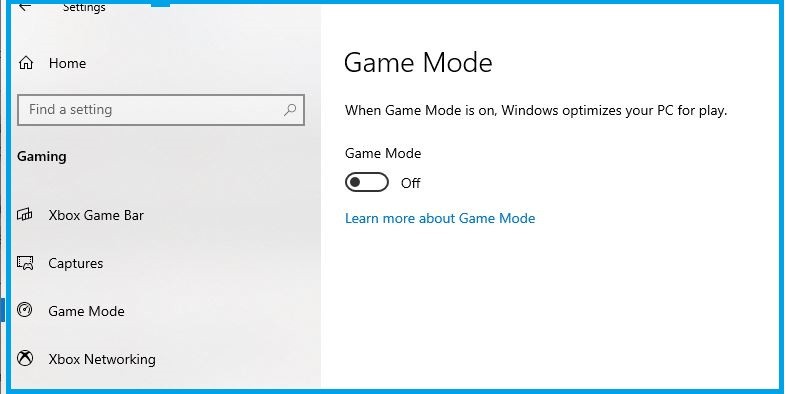 Game Mode - Windows10-Performance