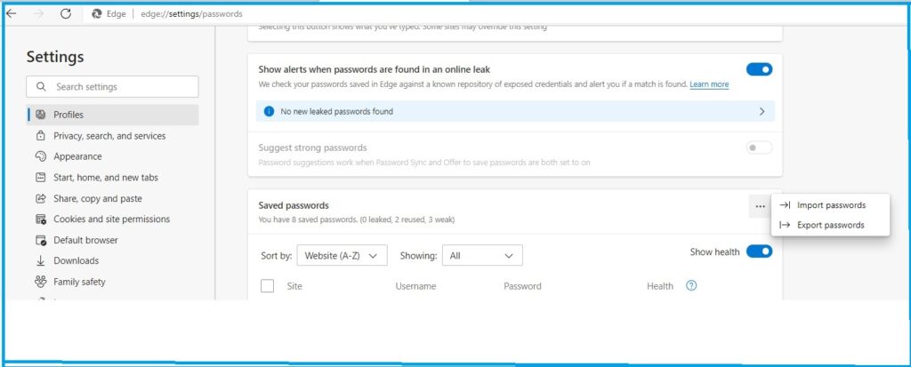 import or Export saved passwords from Internet Explorer in Windows 10