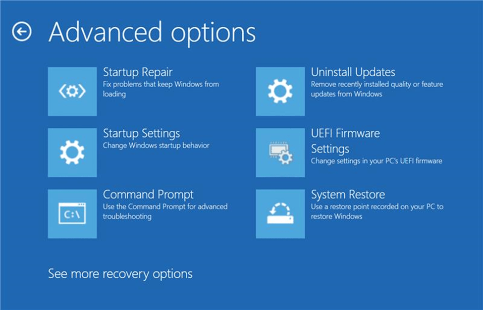 Advanced Options -Startup settings